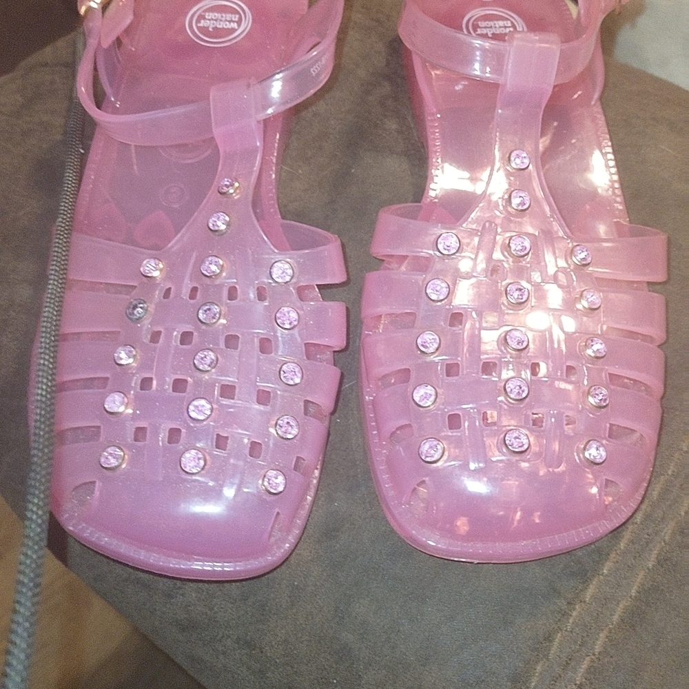 Wonder Nation Pink Rhinestone Jelly Sandals
